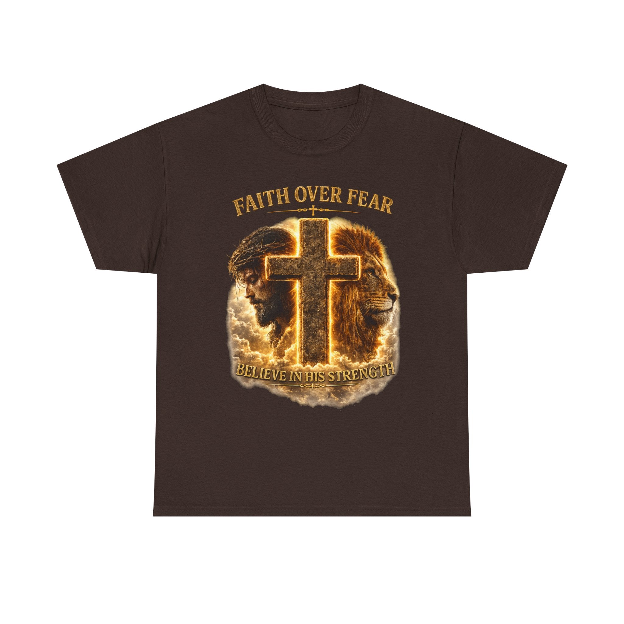 Faith Over Fear Cross T-Shirt — Believe in His Strength Christian Tee