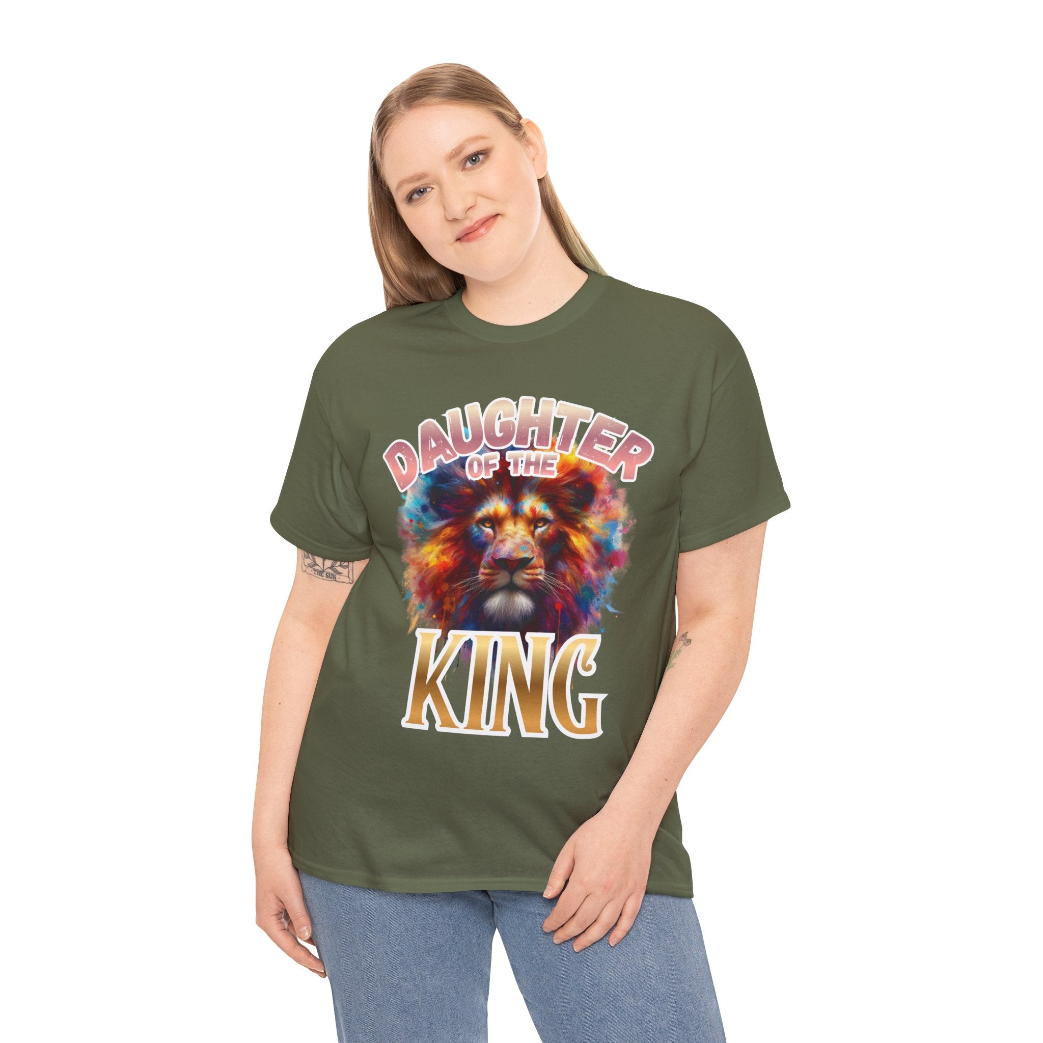 Daughter of the King Lion Tee — Colorful Faith-Inspired Graphic T-Shirt