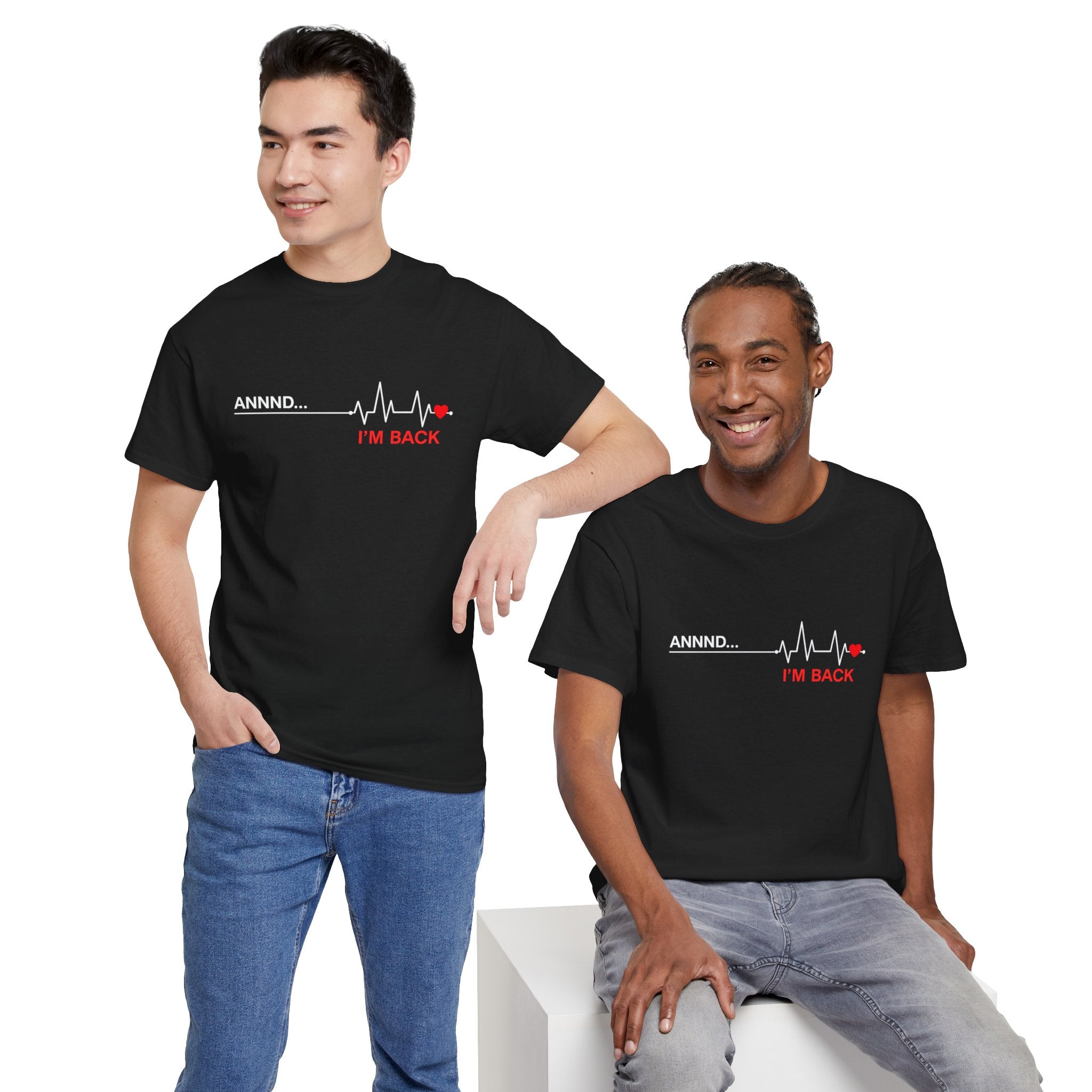 I’m Back EKG T‑Shirt — Funny Comeback Heartbeat Tee