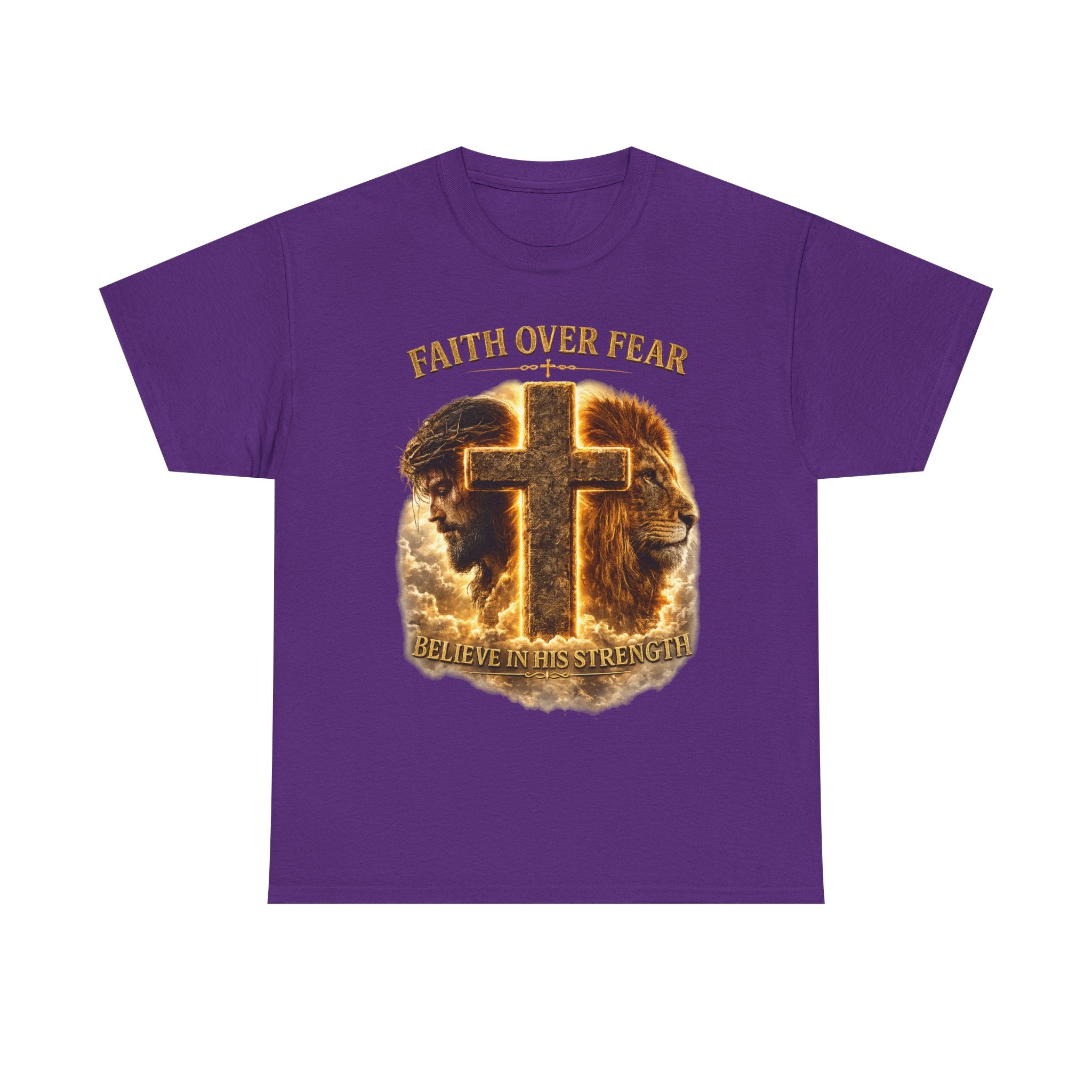 Faith Over Fear Cross T-Shirt — Believe in His Strength Christian Tee