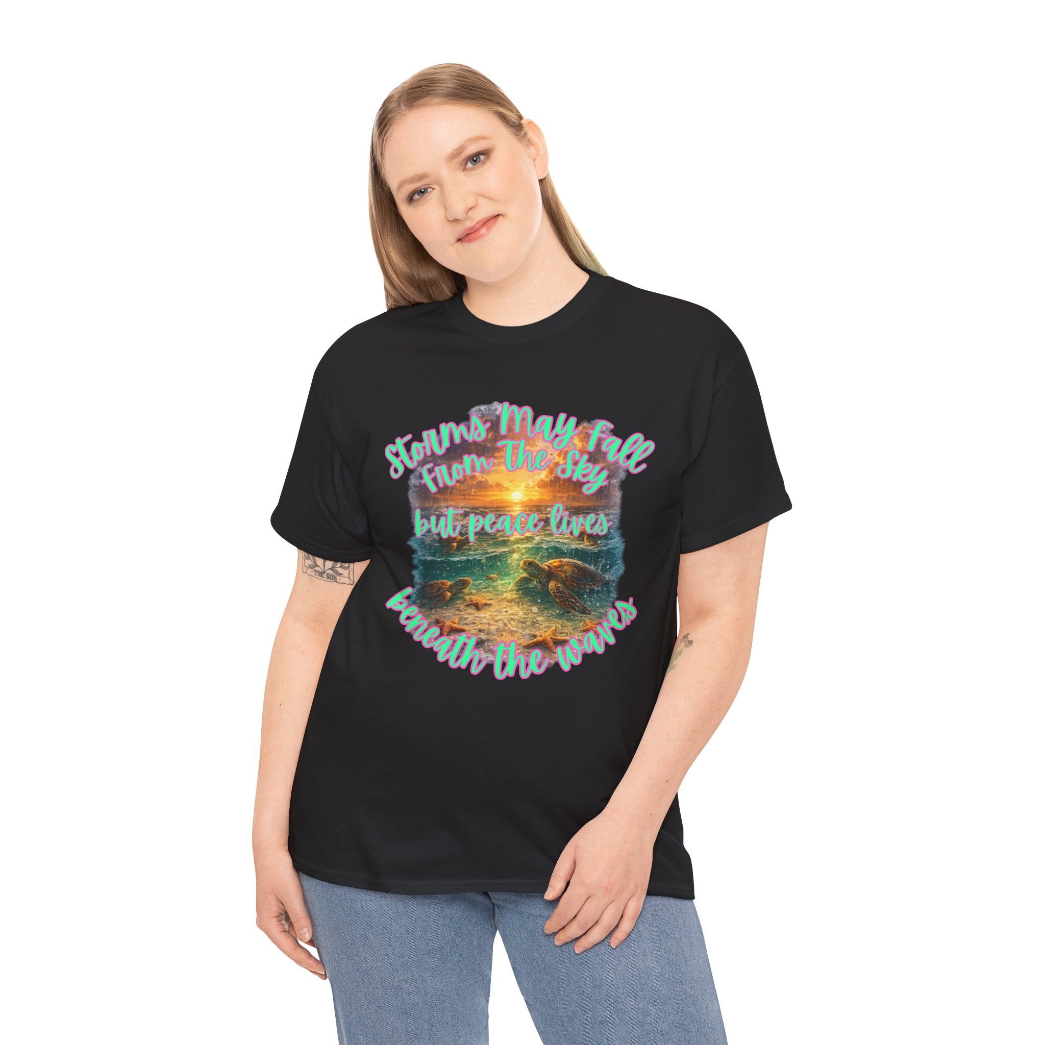 Storms May Fall From the Sky But Peace Lives Beneath the Waves- Vintage Ocean Graphic Tee