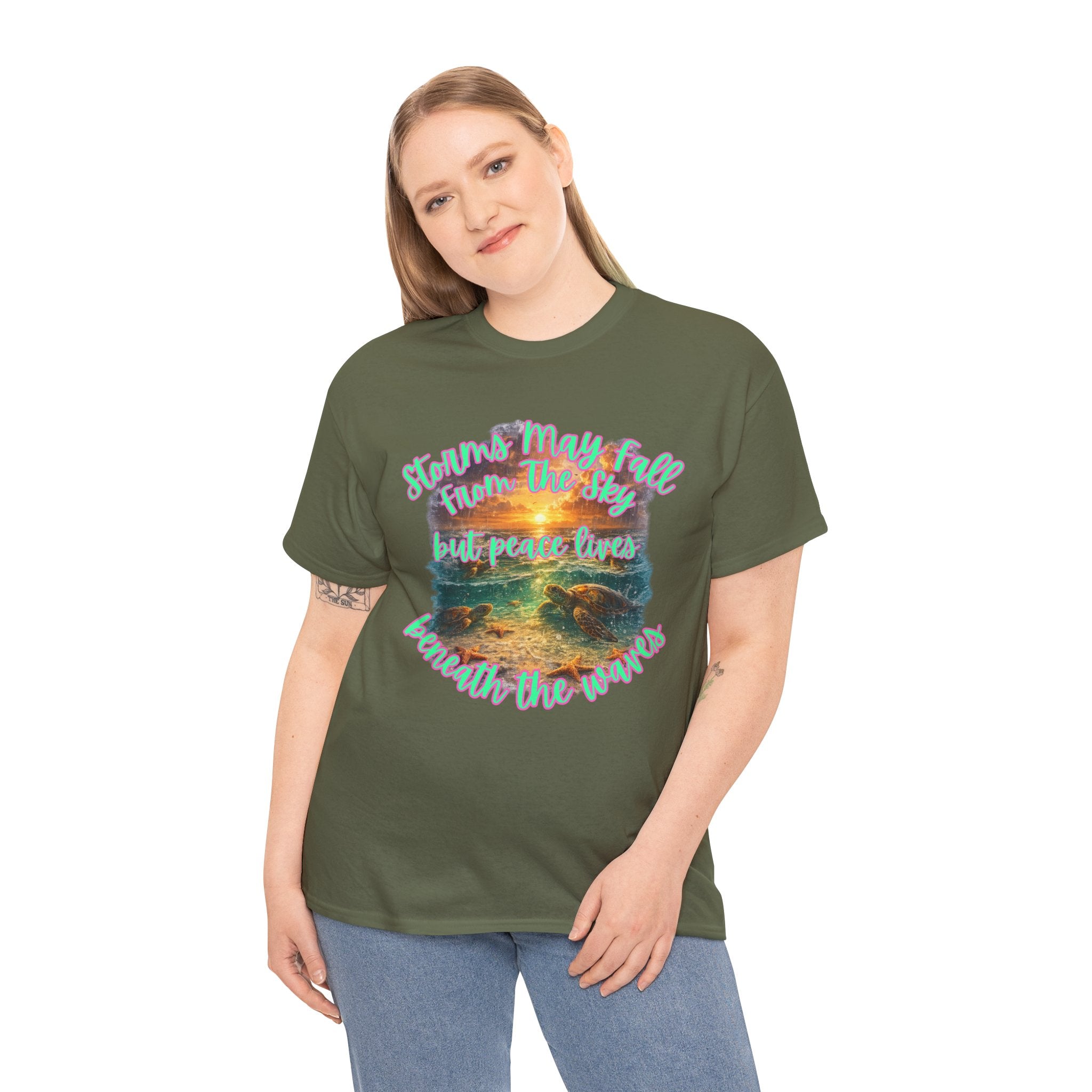 Storms May Fall From the Sky But Peace Lives Beneath the Waves- Vintage Ocean Graphic Tee