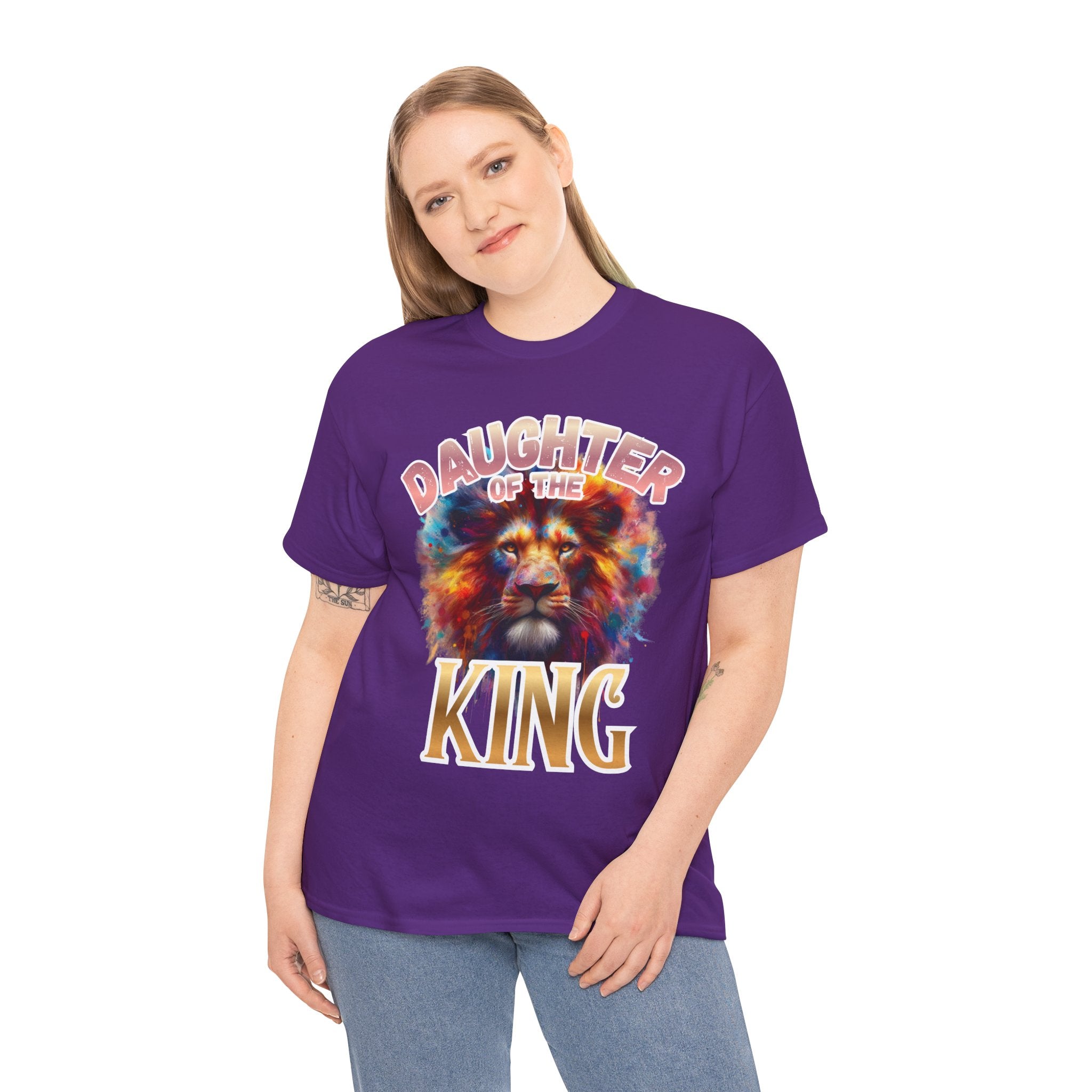 Daughter of the King Lion Tee — Colorful Faith-Inspired Graphic T-Shirt