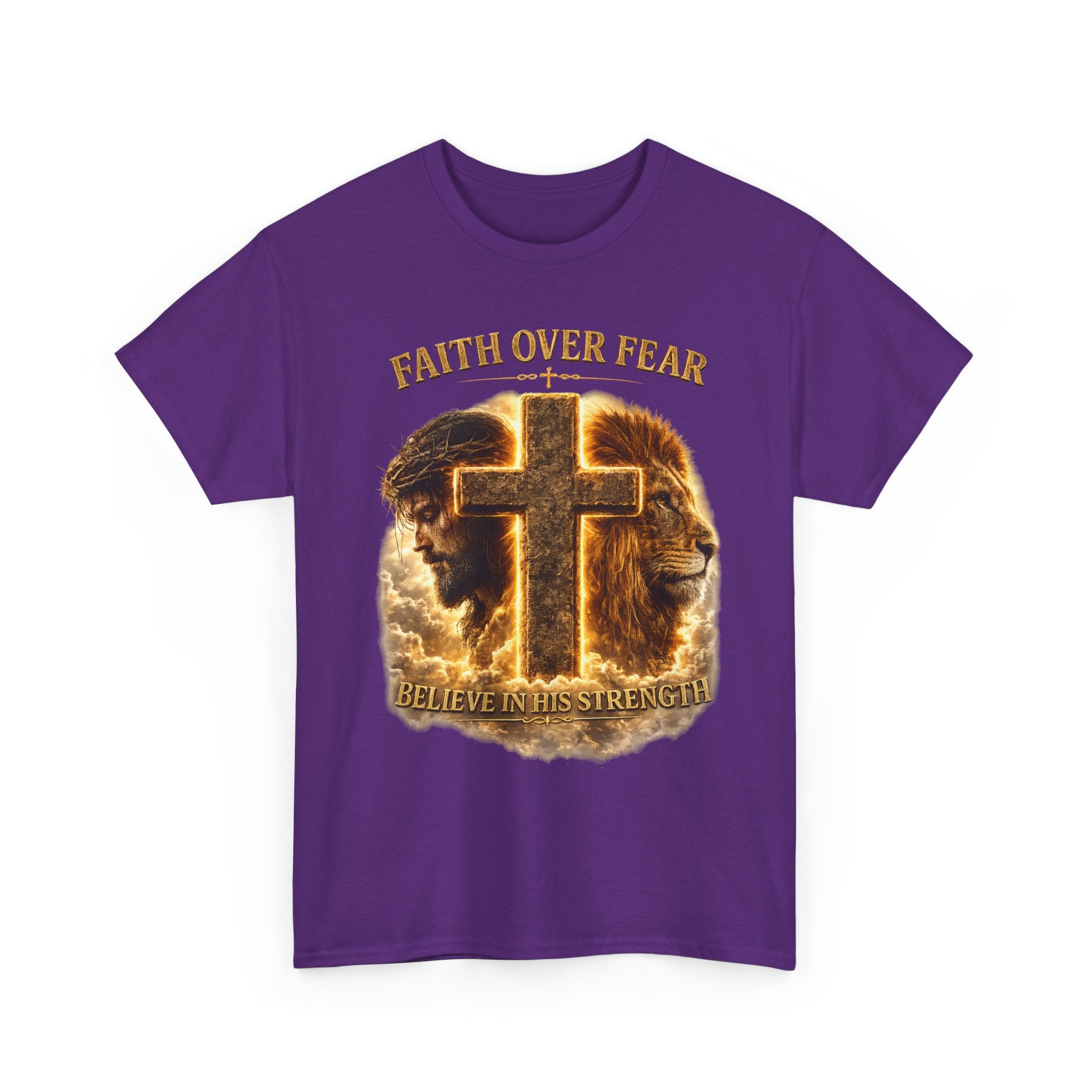 Faith Over Fear Cross T-Shirt — Believe in His Strength Christian Tee