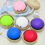 Realistic Dumpling Squeeze Toy With Bamboo Steamer