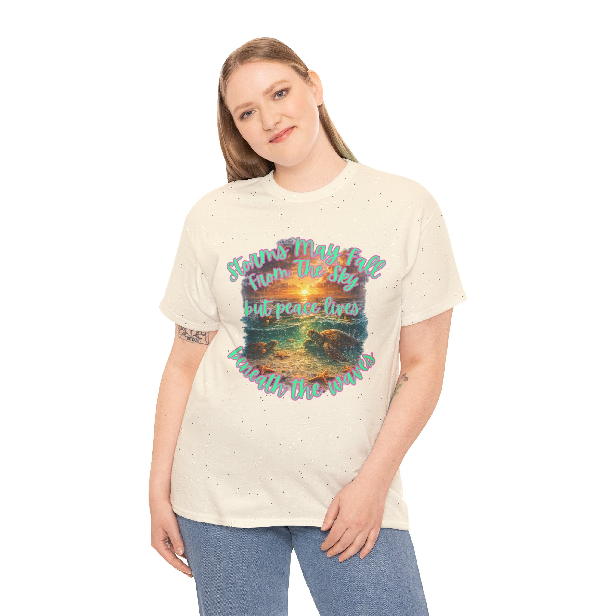 Storms May Fall From the Sky But Peace Lives Beneath the Waves- Vintage Ocean Graphic Tee
