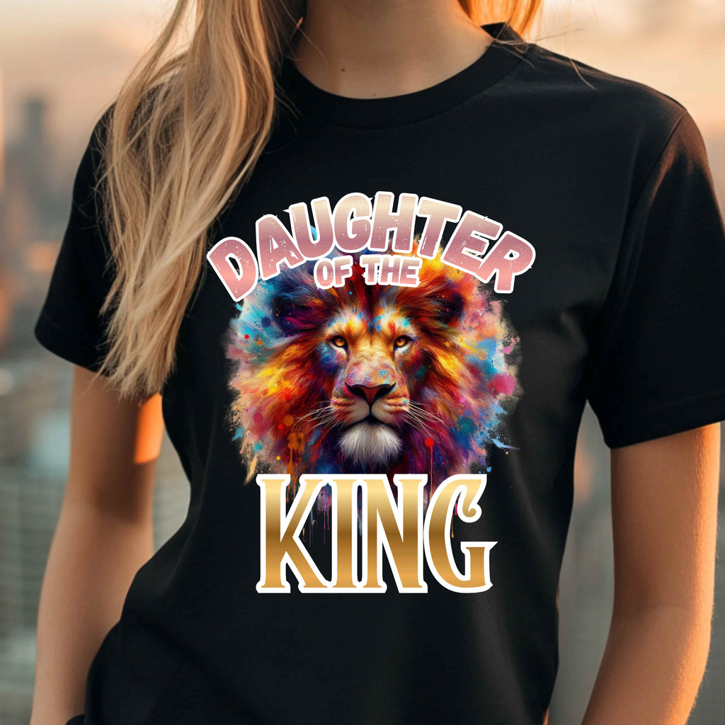 Daughter of the King Lion Tee — Colorful Faith-Inspired Graphic T-Shirt